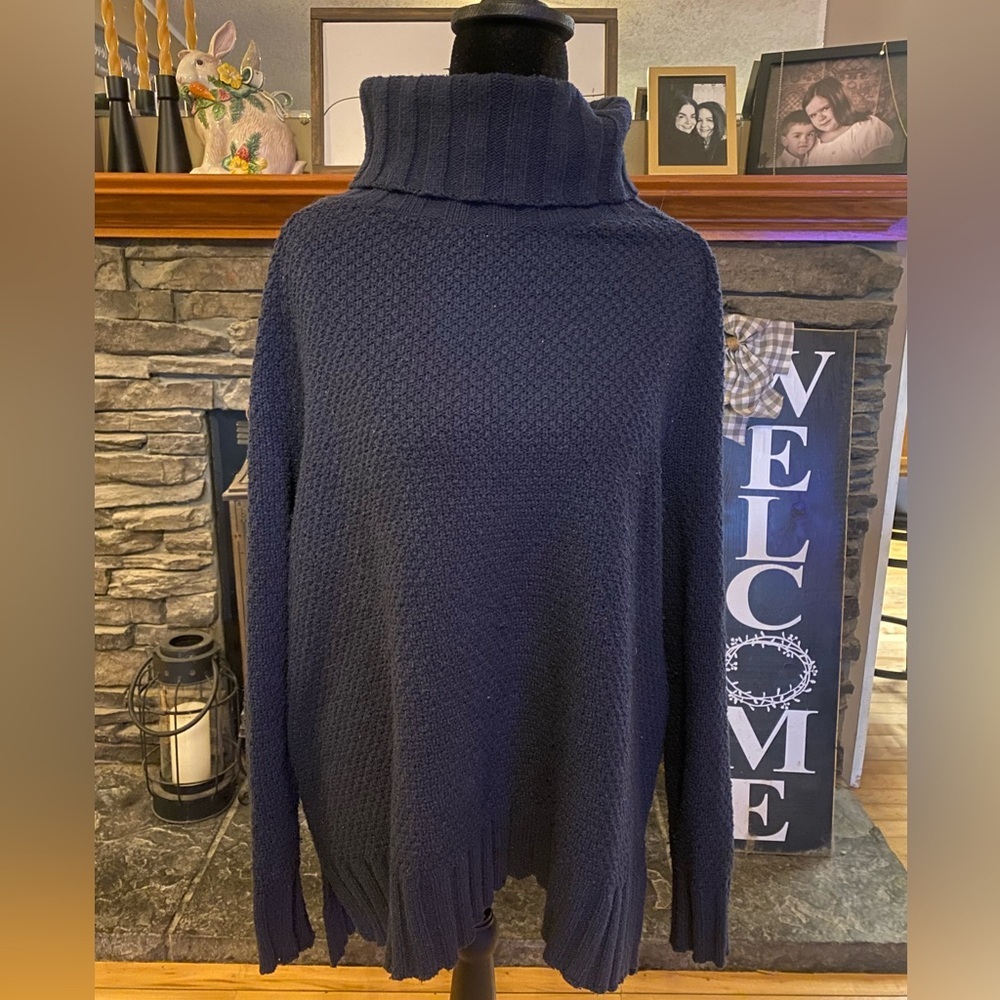 Patagonia Off Country Navy Ribbed Oversized Turtleneck Sweater